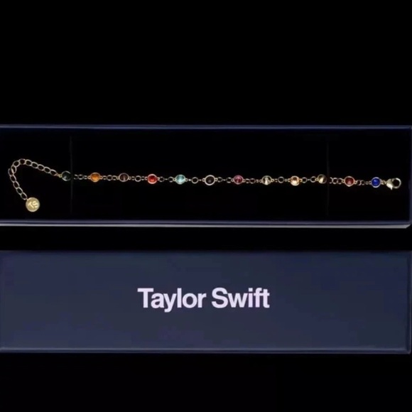 Taylor Swift Inspired Bejeweled Bracelet ~ Gold-Tone with 12 Era Gemstones NEW - Picture 2 of 6